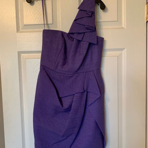 BCBG Max Azria One Shoulder Purple Crepe Dress